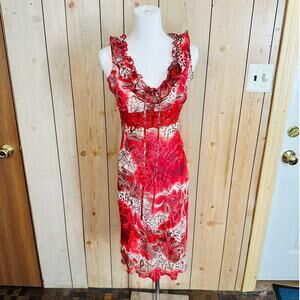 Vintage Y2K pink/red/white sequin sparkly leopard mini cocktail sundress Di